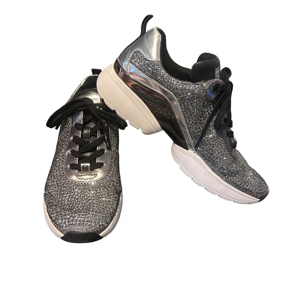 Michael Kors Trendy Jada Trainer Glitter Sparkle Sneakers Size 8